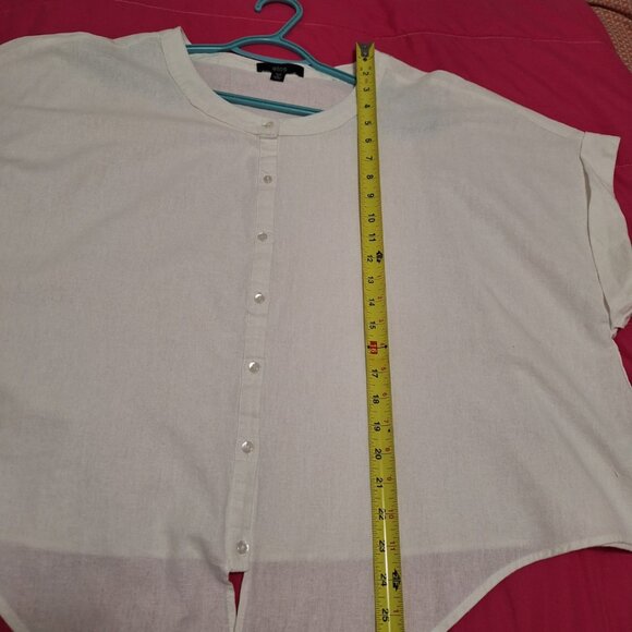 Ellos White Linen-Blend Tie-Front Short Sleeve /Top Blouse, Size 1X (22/24) - Picture 14 of 16